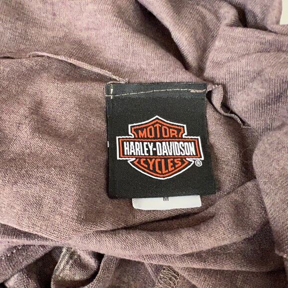 Harley Davidson Studded Retro Y2K Drape Open Back Top Shirt Brown Medium - Picture 5 of 6